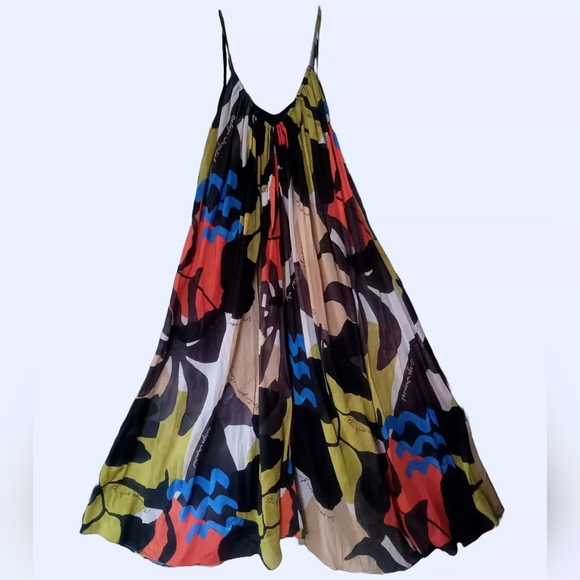 H&M A-line maxi dress Summer 2024 black Patterned/multicolored. NO LOW BALLING!! - Picture 3 of 9
